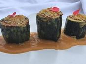 Calabacín relleno langostinos salsa americana