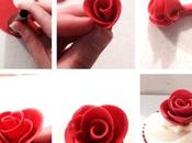 Cuatro fotos modelos flores fondant para cupcakes hermosos