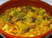 Arroz meloso pollo verduras