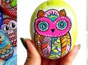 Paso paso pinta búhos sobre piedras