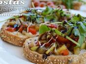 Receta tostas verduras, pollo rúcula