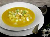 Crema fría zanahoria pollo asado cúrcuma jengibre