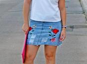 Falda bordada denim