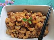 Gambas salsa ostras anacardos