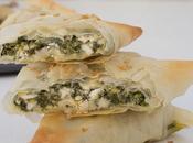 Spanakopita.Triángulos masa filo espinacas queso feta. Receta Griega