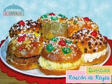 Divertido Roscón Reyes relleno sabores, nata, trufa crema pastelera