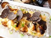Huevos trufados revueltos ajetes, ceps trufa negra tuber melanosporum