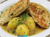 Solomillo pavo salsa ajos olla