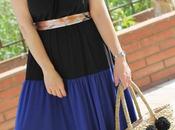 Vestido largo bicolor