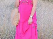 Maxi vestido fucsia borlas