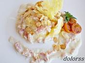 Ravioli pera queso falsa carbonara crujientes