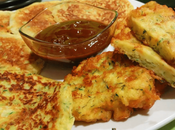 Tortitas buñuelos calabacín salsa membrillo