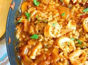 Arroz meloso chipirones, langoniza calabaza