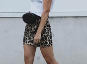 Leopard skirt black sneakers