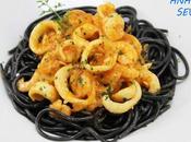 Espaguetis nero sepia calamares olla