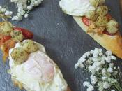 Tosta escalibada, vieiras huevo