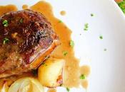 Carrilleras cerdo horno guarnición patata cebolla
