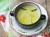 Crema espárragos verdes albahaca