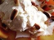 Postre melocotón helado vainilla