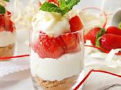 Postre crema queso fresas