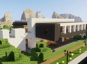 Creaciones Minecrafteate: Casa Moderna Blanco Gris jardín Minecraft.