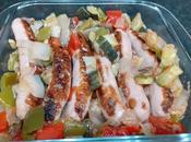 Salchichas pollo sanfaina