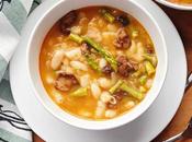 Plato cuchara alubias espárragos verdes setas