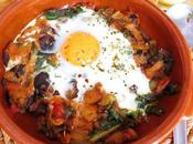 Huevos plato acelgas setas