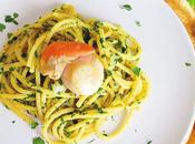 Pasta fresca, espaguetis ajo, limón vieira