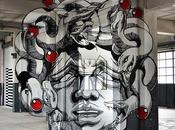 Street art. Retrato-anamorfosis Medusa