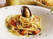 Espaguetis mejillones salsa coco curry