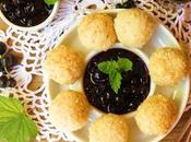 Bolitas queso ricotta coco salsa grosellas