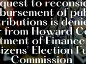 Request reconsideration public contribution disbursement denied Howard County Department Finance letter Citizens Election Fund Commission