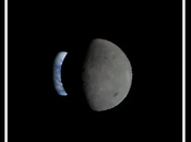 Captura Tierra pasando detras Luna desde nave espacial Orion