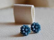 Pendientes flor azul navy
