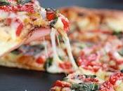 Green Olive Pesto Pizza With Feta Stuffed Crust, Roasted Peppers Balsamic Drizzle