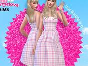 Sims Clothing: Barbie movie pink long plaid dress