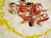 Crema coliflor centro setas jamón (Olla rápida)