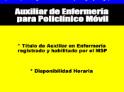 Auxiliar Enfermería para Policlínico Móvil