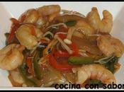 Chop suey gambas enoki