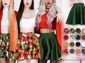 Sims Clothing: Christmas high waist skater skirt (The Grinch prints included)