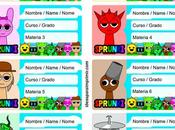 [+10] Etiquetas escolares SPRUNKI GRATIS para editar imprimir!