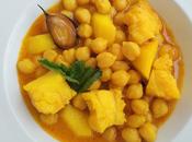 Potaje garbanzos bacalao toque hierbabuena