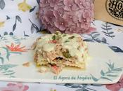 Lasaña fría salmón ahumado salsa yogur