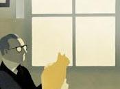 Señora rojo sobre fondo gris