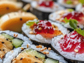 Sushi Dulce Frutas Crema Cacahuete