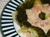 Brócoli bechamel puerro gambas